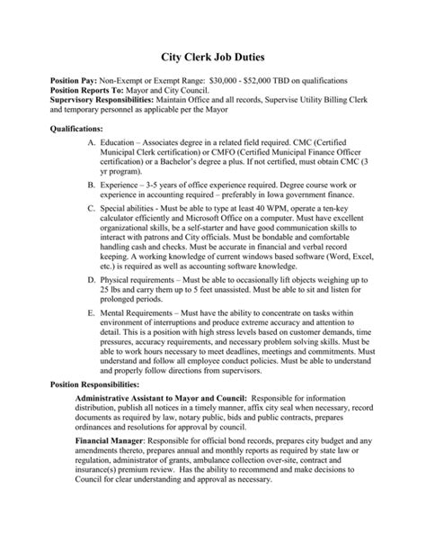 city clerk's office nyc|city clerk job description.